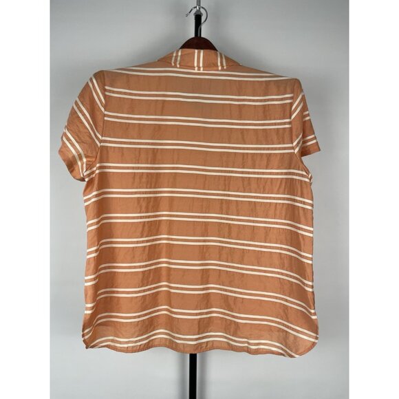 CAbi Camp Shirt 6511 Peach Striped Button Up Short Sleeve Collared Size M - Picture 5 of 8
